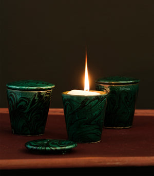 Hand-Made, Hand-Poured Marbelized Italian Earthenware Candle