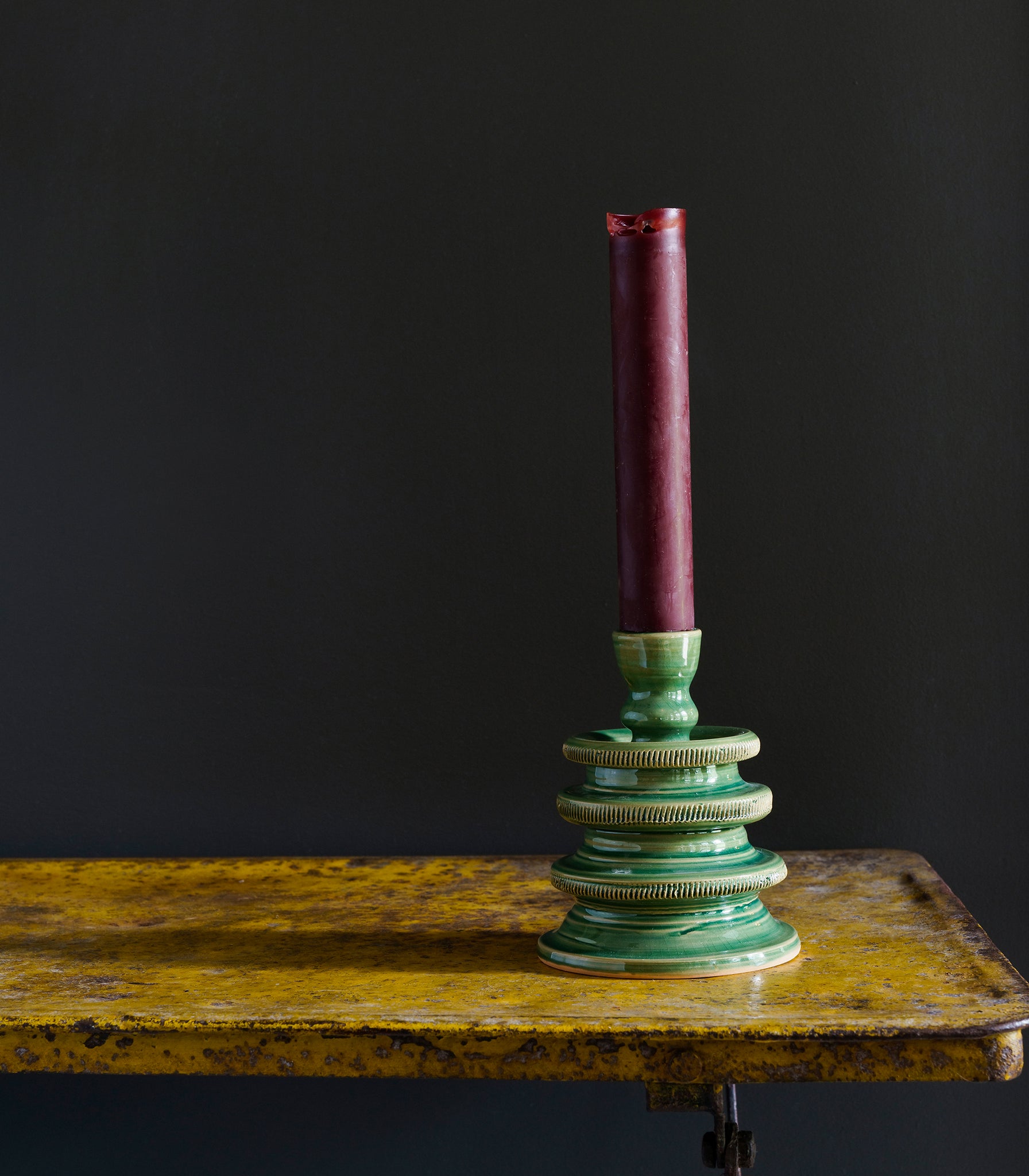 Hand-Made Stoneware Colonial Style Candle Holder